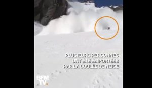 Cet homme skiait sur une piste à Crans-Montana dans les Alpes suisses quand une avalanche s’est déclenchée. Il a filmé la scène