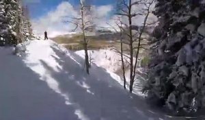 Un skieur emporté dans une avalanche (POV)