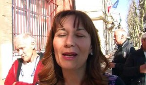 La maire de Port de Bouc Patricia Fernandez-Pedinielli au micro de Didier Gesualdi