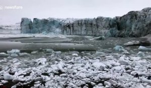 Sauve qui peut, un glacier s'effondre (Islande)