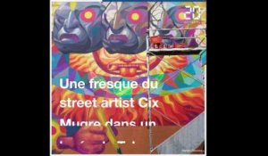 Bordeaux: Cix Mugre, artiste Street Art, de renom peint une fresque dans un lycée