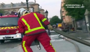 Reportage auprès des 400 pompiers de Paris mobilisés à Notre-Dame de Paris
