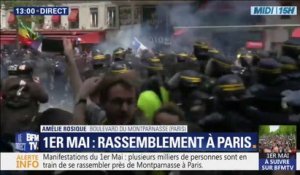 1er-mai à Paris: première charge des forces de l'ordre en riposte à des provocations