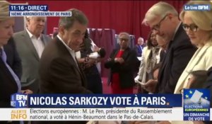 Européennes: Nicolas Sarkozy a voté dans le 16e arrondissement de Paris