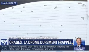 "C'est un désastre, je suis effondrée." La maison de cette habitante de Romans-sur-Isère a été ravagée par la grêle