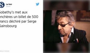 Un morceau de billet de 500 francs déchiré par Serge Gainsbourg aux enchères