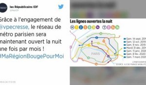 Paris : Des métros et tramways toute la nuit un samedi par mois de septembre à mars