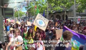 Les jeunes militants pour le climat à Lausanne avec Greta Thunberg