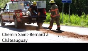 Déversement  d'huile sur le chemin Saint-Bernard