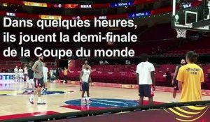 Mondial de basket: entraînement de la France avant la demi-finale