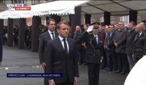 Emmanuel Macron est arrivé à la Préfecture de police de Paris, où a lieu l'hommage aux quatre victimes de l'attaque au couteau