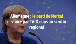 Allemagne : le parti de Merkel devancé par l'AfD dans un scrutin régional