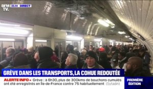 La ligne 4 du métro parisien déjà bondée à 6h30 ce lundi matin