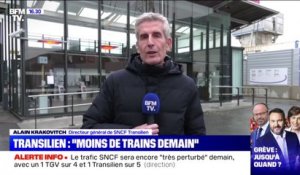 Selon le directeur général de SNCF Transilien, "80% des trains ne circuleront pas en Île-de-France" mardi