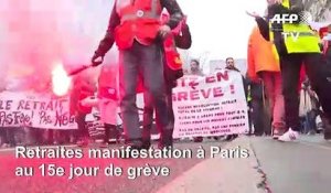 Retraites: manifestation à Paris au 15e jour de grève