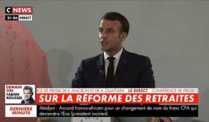 Grève: "Il est bon de savoir faire trêve pour respecter la vie des familles", affirme Emmanuel Macron depuis Abidjan