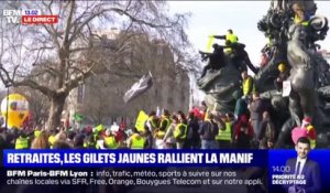 Retraites: des gilets jaunes ont rejoint la place de la Nation à Paris, départ de la manifestation