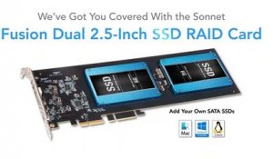 Présentation de la carte PCIe Fusion Dual 2.5-Inch SSD RAID de Sonnet