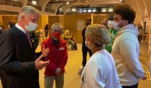 Visite du Roi Philippe au centre de vaccination de Schaerbeek