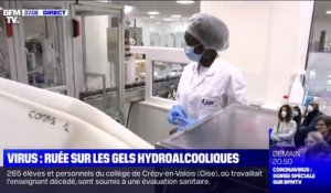 Coronavirus: face à la demande, des milliers de flacons de gels hydroalcooliques sont produits chaque jour dans ce laboratoire