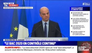 Les notes obtenues pendant le confinement ne seront pas prises en compte pour le bac et le brevet, assure Blanquer