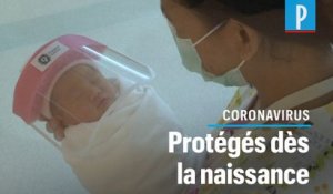Coronavirus : des visières de protection pour des nouveau-nés en Thaïlande