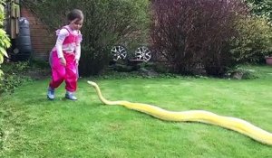Cette fillette joue avec son python jaune... Même pas peur