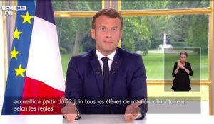 Emmanuel Macron: "Les crèches, les écoles, les collèges accueilleront à partir du 22 juin les élèves de manière obligatoire"