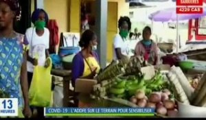 RTG/Sensibilisation des femmes commerçantes de la commune de Mouila contre la COVID-19, faite par l’ association pour la défense des droits de la femme et des enfants