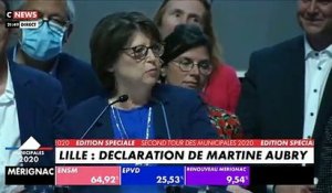 Municipales - Echec des estimations à 20h qui donnaient Martine Aubry perdante à Lille ... Au final, elle remporte la victoire et vient l'annoncer elle-même