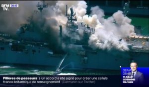 Un spectaculaire incendie se déclare à bord d'un navire militaire en Californie