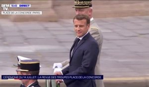 14-Juillet: l'arrivée d'Emmanuel Macron sur la place de la Concorde