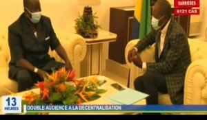 RTG / Double audience du ministre de la décentralisation Mathias Otounga avec le 3ème vice-président du sénat et le maire de Franceville