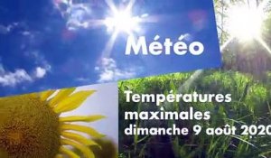 VIDÉO - Les températures maximales relevées ce dimanche 9 août 2020