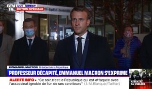 Emmanuel Macron: "Un de nos concitoyens a été assassiné aujourd'hui parce qu'il apprenait à des élèves la liberté d'expression"