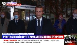 Le discours d'Emmanuel Macron après l'assassinat d'un professeur à Conflans-Saint-Honorine