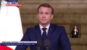 Emmanuel Macron: Samuel Paty "ne faisait qu'enseigner, il n'était pas l'ennemi de la religion dont ils se servent"