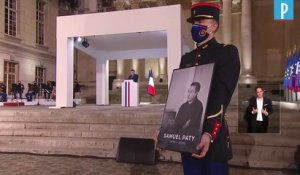 Hommage à Samuel Paty : Macron salue « un héros tranquille »