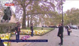 11-Novembre: Emmanuel Macron observe une minute de silence devant la statue de Georges Clémenceau