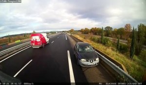 Il croise une voiture à contre-sens sur la nationale 106