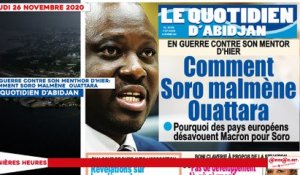 Le titrologue du Jeudi 26 novembre 2020/ En guerre contre son menthor d'hier: comment Soro malmène Ouattara