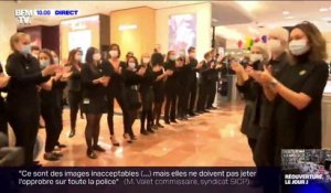 De la joie et des applaudissements aux Galeries Lafayette à Paris lors de leur réouverture