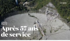 Les images aériennes du télescope géant d'Arecibo, après son effondrement