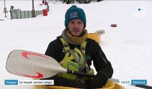 Vosges : le canoë-kayak se pratique sur la neige à Gérardmer