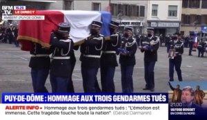 Puy-de-Dôme: les cercueils des trois gendarmes tués quittent la cérémonie sur la "Marche funèbre" de Chopin