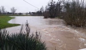 Inondation en Gironde : le Brion à Langon, samedi 23 janvier 2021