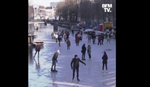 Les canaux d’Amsterdam transformés en patinoire