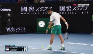 Un ace pour conclure un premier set rondement mené : Djoko s'est parfaitement lancé