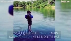Échec: ce petit garçon fait un plat en plongeant dans une rivière