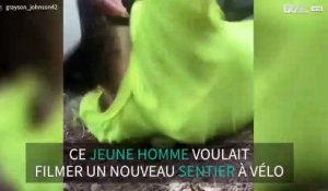 Ce sentier était trop difficile pour ce jeune cycliste